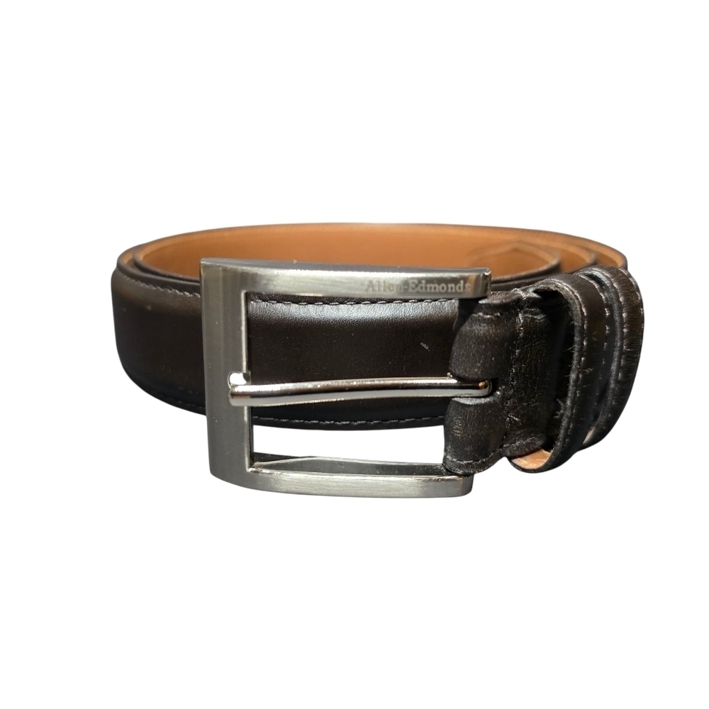 Allen Edmonds Wide Basic Dress Belt Dark Brown Calfskin USA 39507 Size 100/40